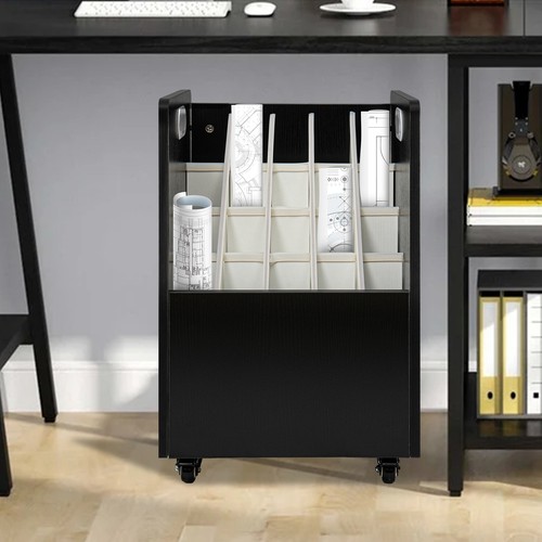 Mobile Roll File Organizer Cart, 20-Slot File Holder w/ Wheels ...