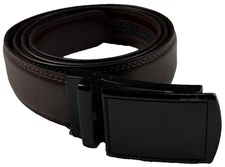 Belt Mens Adjustable Blk./Brn. Topstitched Durable Leather Metal Buckle 36 to 44