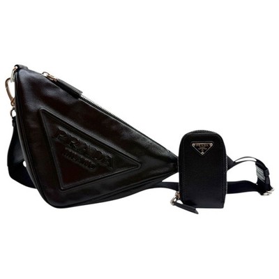 Prada Triangle Logo Shoulder Crossbody Bag 1BH190 Black 150951346