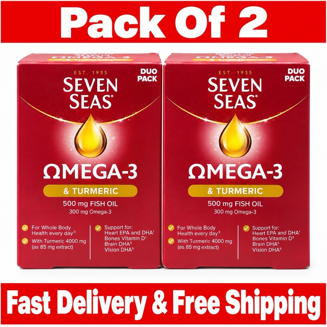 Seven Seas Omega-3 & Turmeric 30 Day Duo Pack (30+30) x 2 **only £14.98/pack** - Image 10