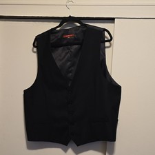 Statement Men's Black Solid Formal Vest Waistcoat Size 48R Regular