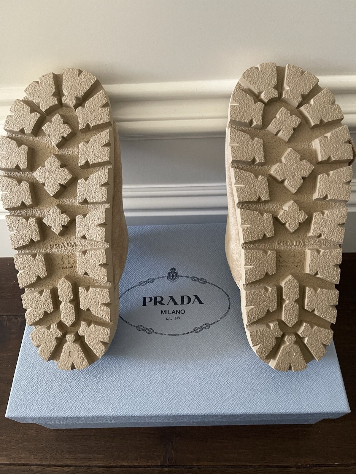 BRAND NEW  Size 38 -PRADA Beige Suede Buckle Slide Sandals Adjustable Strap  thumbnail 7