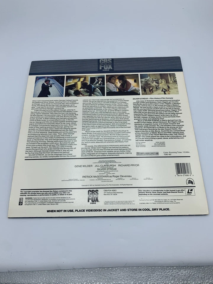 Silver Streak LaserDisc 1976 Comedy Stereo Extended Play CBS Fox Foto 2 de 4