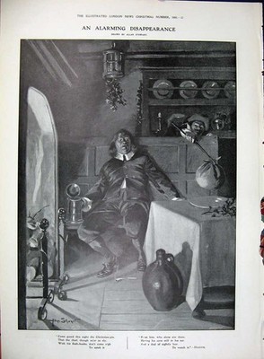 Antiker alter Druck 1906 reicher kleiner Junge Spielzeugauto Mann stiehlt Weihnachtskuchen 20.