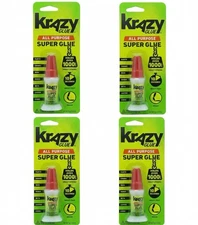 New Krazy Glue All Purpose Brush-On Glue 5g 0.18 oz Liquid Bottle 4-PACK
