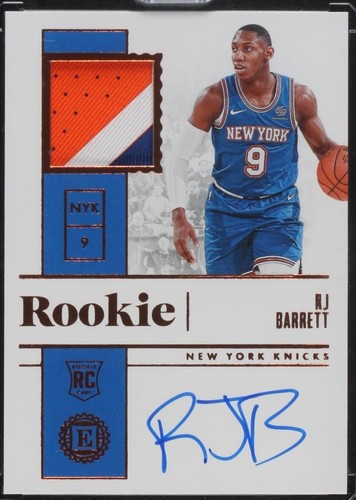 RJ Barrett 2019-20 Panini Encased Red Auto Rookie Patch Card #211 