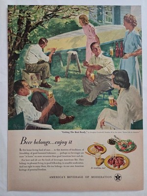 Vintage ''Beer belongs...enjoy it'' Beer print ad from a 1950 LIFE magazine