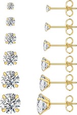 6 Pairs Stud Earrings Set, Hypoallergenic Cubic Zirconia 316L Earrings Stainless