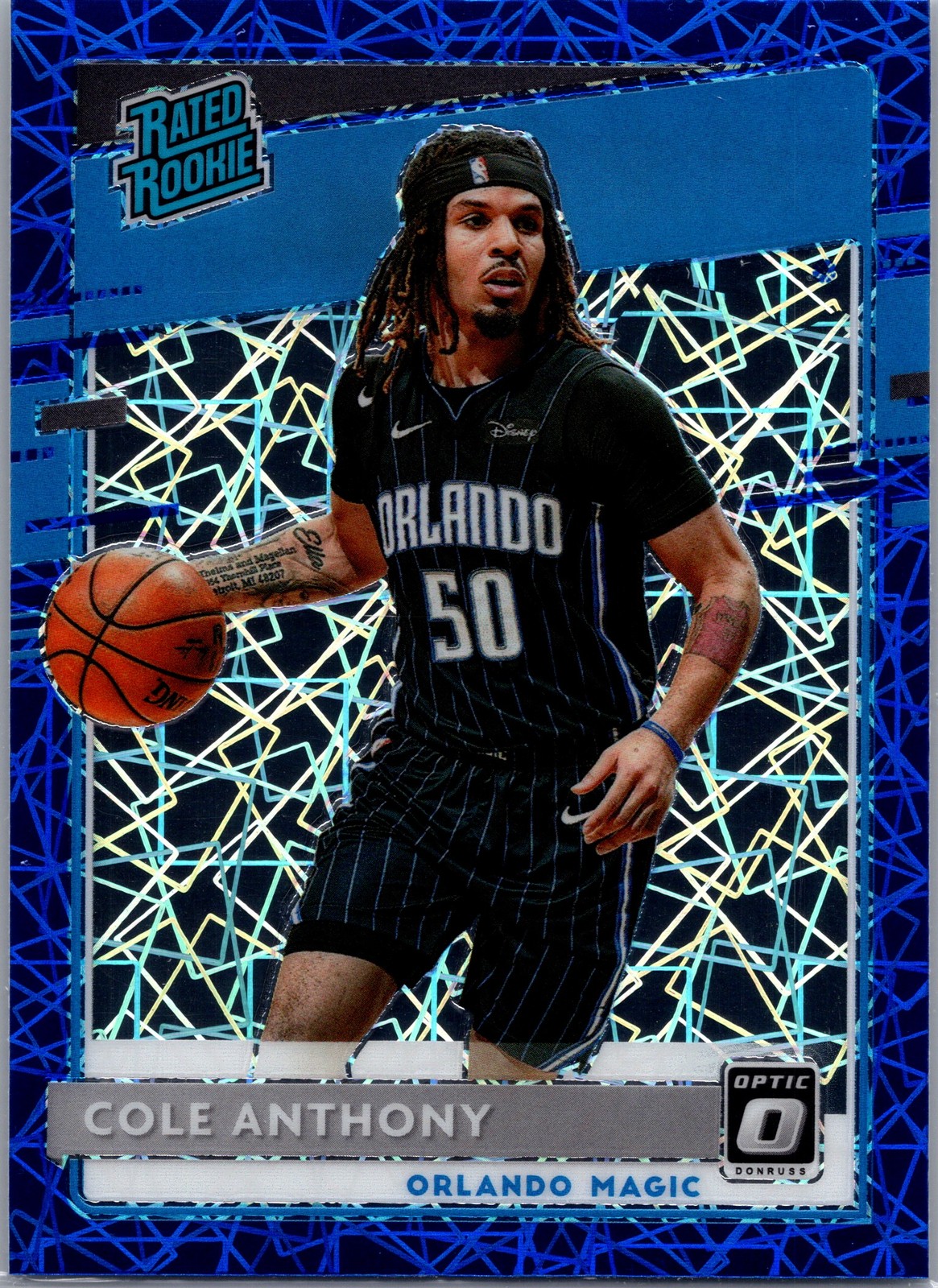 2020-21 Donruss Optic #165 Cole Anthony Blue Velocity Orlando Magic