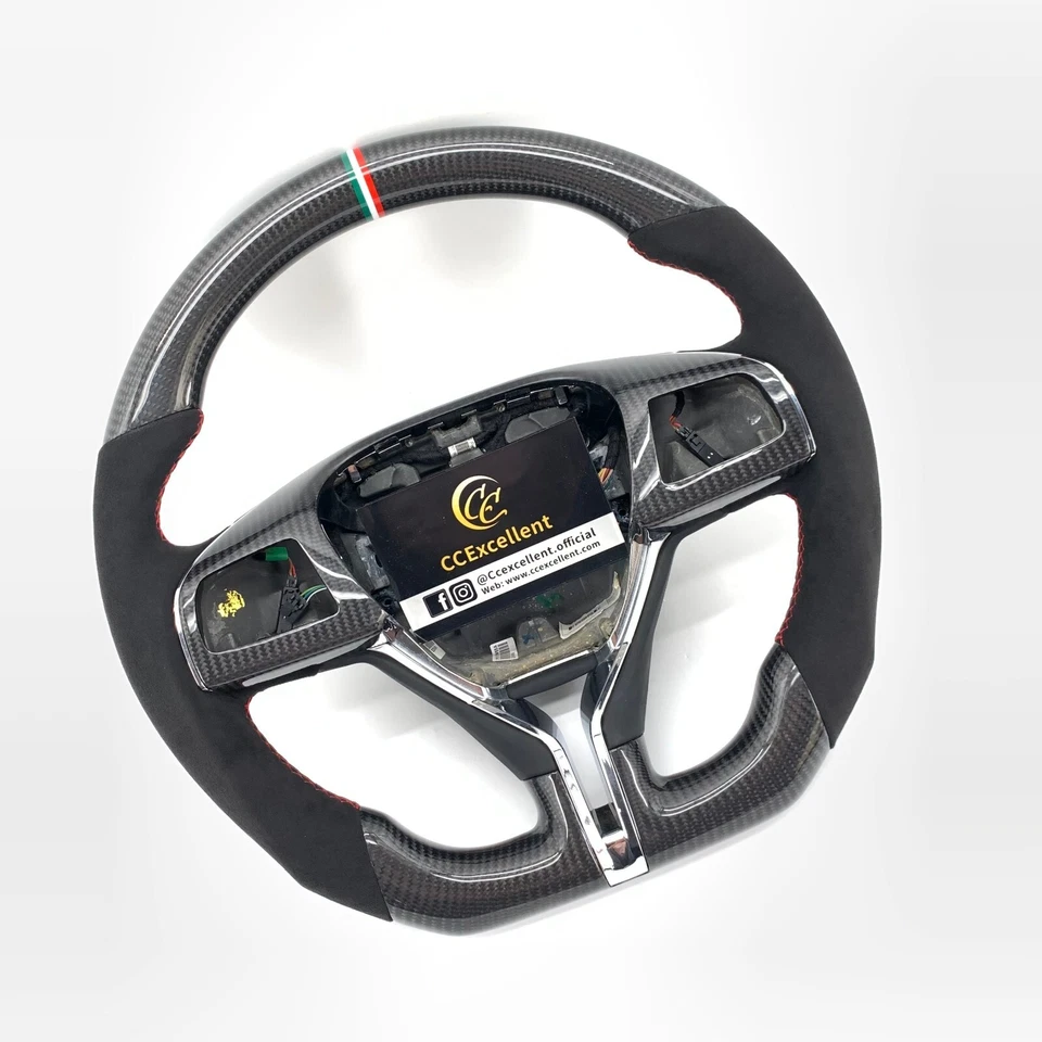 Volante de carbono Alcantara para Maserati Ghibli Quattroporte GTS 2013-2019 Foto 2 de 4