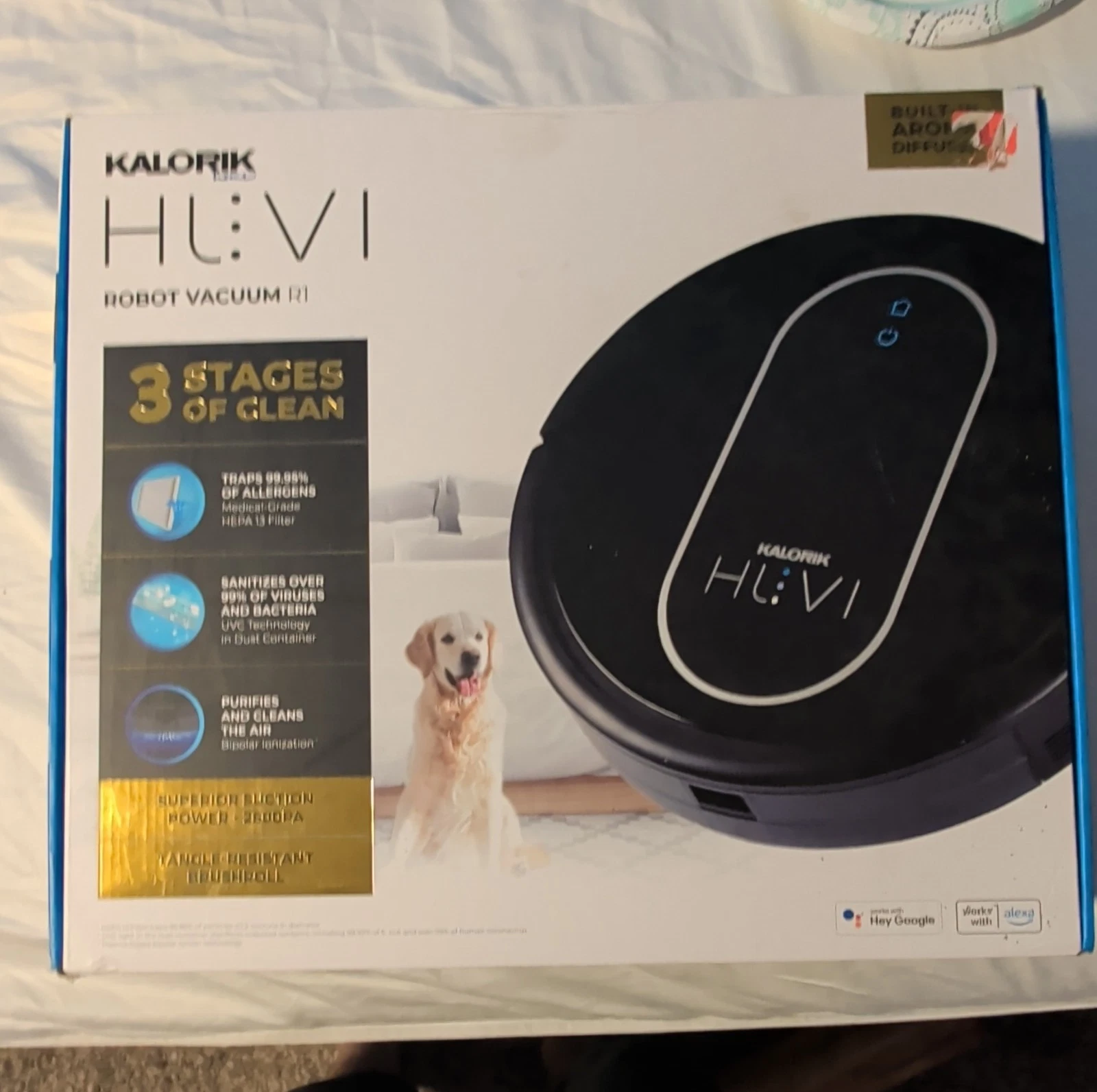 Kalorik HUVI R1 Robot Vacuum, UV Purifying, HEPA 13, Voice Control, Google