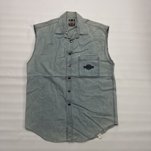 Harley-Davidson, Vintage Harley Davidson Biker Blues Vest Mens Large Made in USA Biker Size M