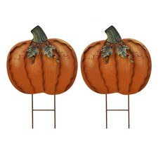 17" H Metal Pumpkin Garden Stake Yard Sign K KILIPES