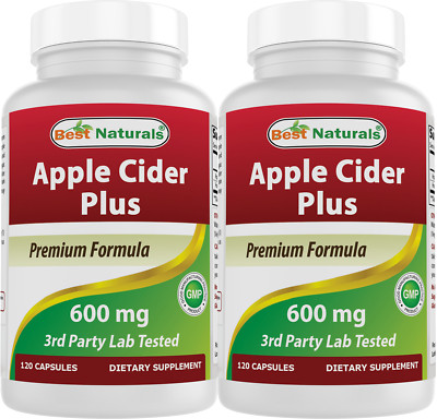 2 Pack Best Naturals apple cider vinegar plus 600mg 120 Capsules Weight Loss