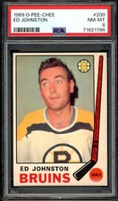 1969-70 OPC O-PEE-CHEE NHL Hockey #200 Ed Johnston HOF PSA 8 NM-MT Boston Bruins