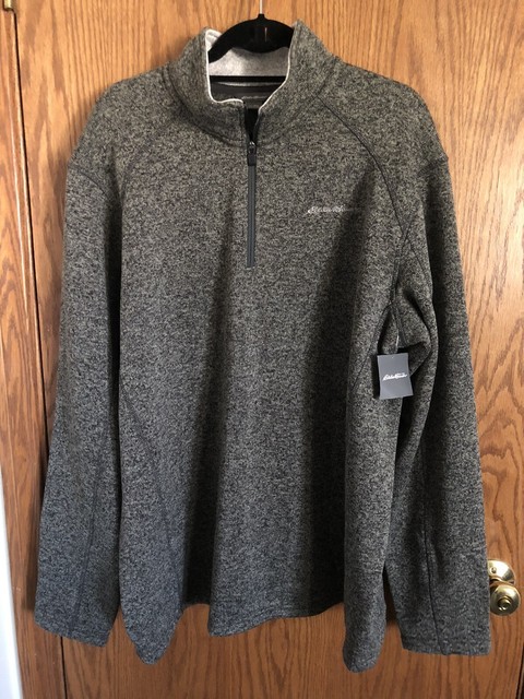 Eddie Bauer Charcoal Gray Pullover Sweater Radiator Fleece 1/4 Zip Mens Sz 2xl for sale online 