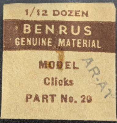 NOS NEW Genuine Benrus Watch Cal. AR-AT - Watch Movement Click - Part# 20