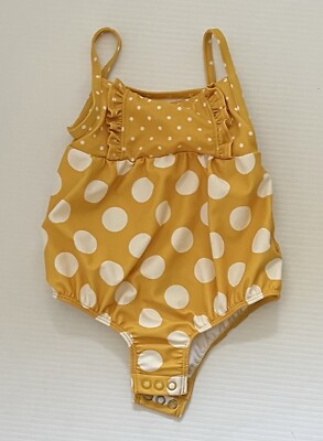 Carter's Baby Girl 18 Months Yellow Polka Dots Bubble Swimsuit w