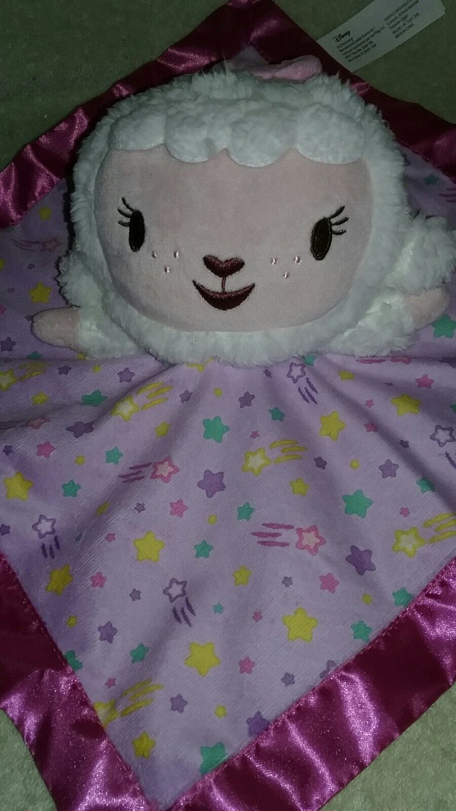 Disney Jr Doc McStuffin LAMB Sheep Lovey Security Blanket Plush Just Play Rattle