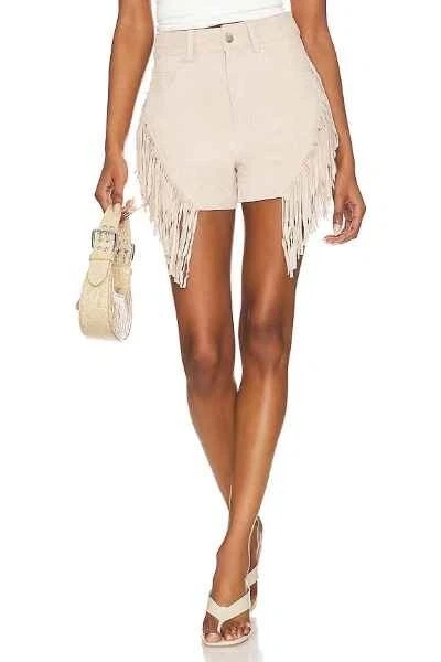 BlankNYC women's Suede Fringe High Waist Shorts - size 30 - Tan Leather