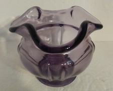 Vintage Fenton Purple Amethyst Bowl Vase Ruffled Edges 3.75" Tall 4.5" Dia Nice 