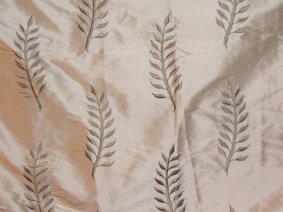 Highland Court ''Embroidered Tree Branches'', 100% Silk, remnant, color gold/green