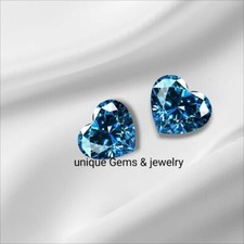 6x6MM Fancy Blue Color Heart Cut VVS1 Loose Diamond Premium Quality Gemstone2PCS