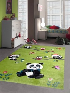 Kinderteppich Kinderzimmer Teppich Panda Mit Eulen Schmetterlinge Und Vogeln Gr Ebay