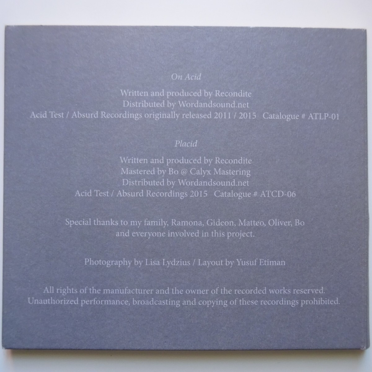 RECONDITE : ON ACID / PLACID (2 CD) ♢ CD ALBUM ♢ | eBay UK