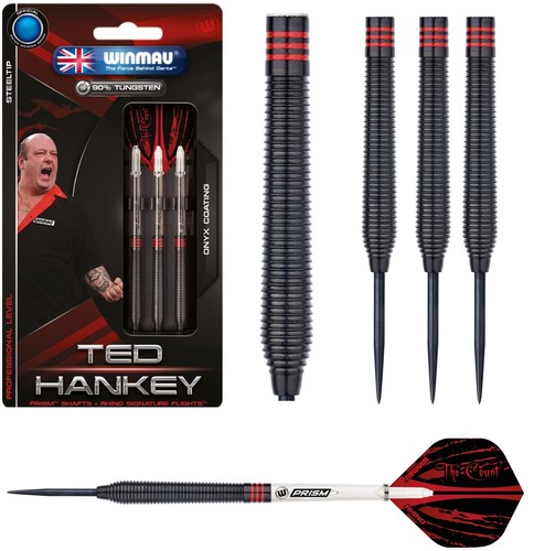 Ted Hankey Black Onyx 90% Tungsten Steel Tip Darts by Winmau - Choose 24g or 26g