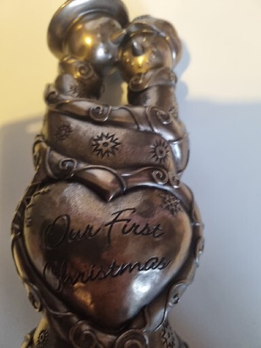 Our First Christmas Snow Man Snowman Bronze Style Statue Genesis Fine Art New - Picture 3 of 9