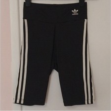 Adidas originals 3 stripe embroided logo black and white cycling shorts size 6