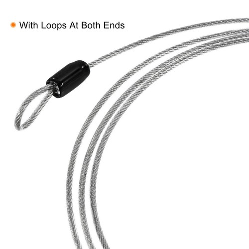Security Steel Cable 2.5mmx1m Coated Luggage Lock Rope w Loop Transparent 2Pcs - Picture 4 of 5