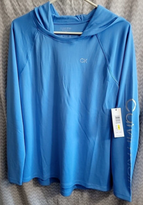 Calvin Klein Performance Lightweight Blue T-Shirt Hoodie Men's Medium Outdoor