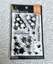 Poinsettia Christmas Tree Color Layering Clear Stamp Set Hero Arts CM461 NEW