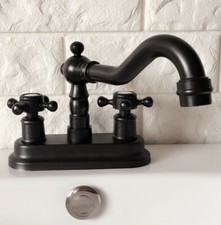 Oil Rubbed Bronze Bathroom Faucet 2-Handle 4 Inch Centerset Sinks Mixer Tap