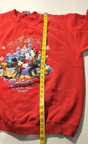 Vintage DISNEYLAND Red Believe In Holiday Magic Mickey Sweatshirt Adult Large - Picture 3 of 7