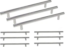 (9) - 10" Kitchen Pull Knob Cabinet T Bar Handles Polished Chrome PD201HPC192