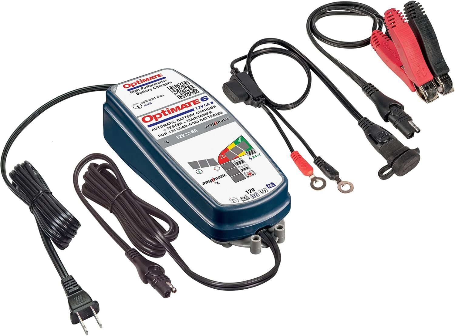 Optimate 6 Ampmatic, TM-361, Silver Series: 9-Step 12V 6A Sealed Battery Saving