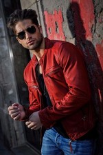 Men's Genuine Lambskin Leather Motorcycle Jacket Slim fit Biker Jacket