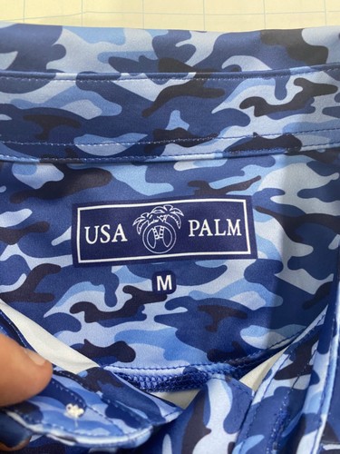 Herren Medium Poloshirt USA Palmenblau Camouflage Athletisch Kurzarm - Bild 8 von 10