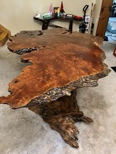 Custom Redwood Lace Burl Dining Table And Root Base. Both Old growth82  x52  Top