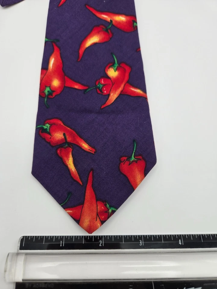Corbata Ralph Marlin Para Hombres Chile Pimienta Rojo Salsa Caliente Novedad Púrpura Divertida Foto 4 de 4