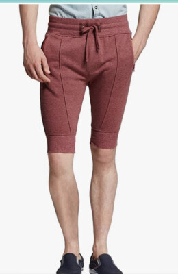 NWT Modern Threads by Well Versed Seamed Knit Burgundy Jogger Shorts Mens Size L