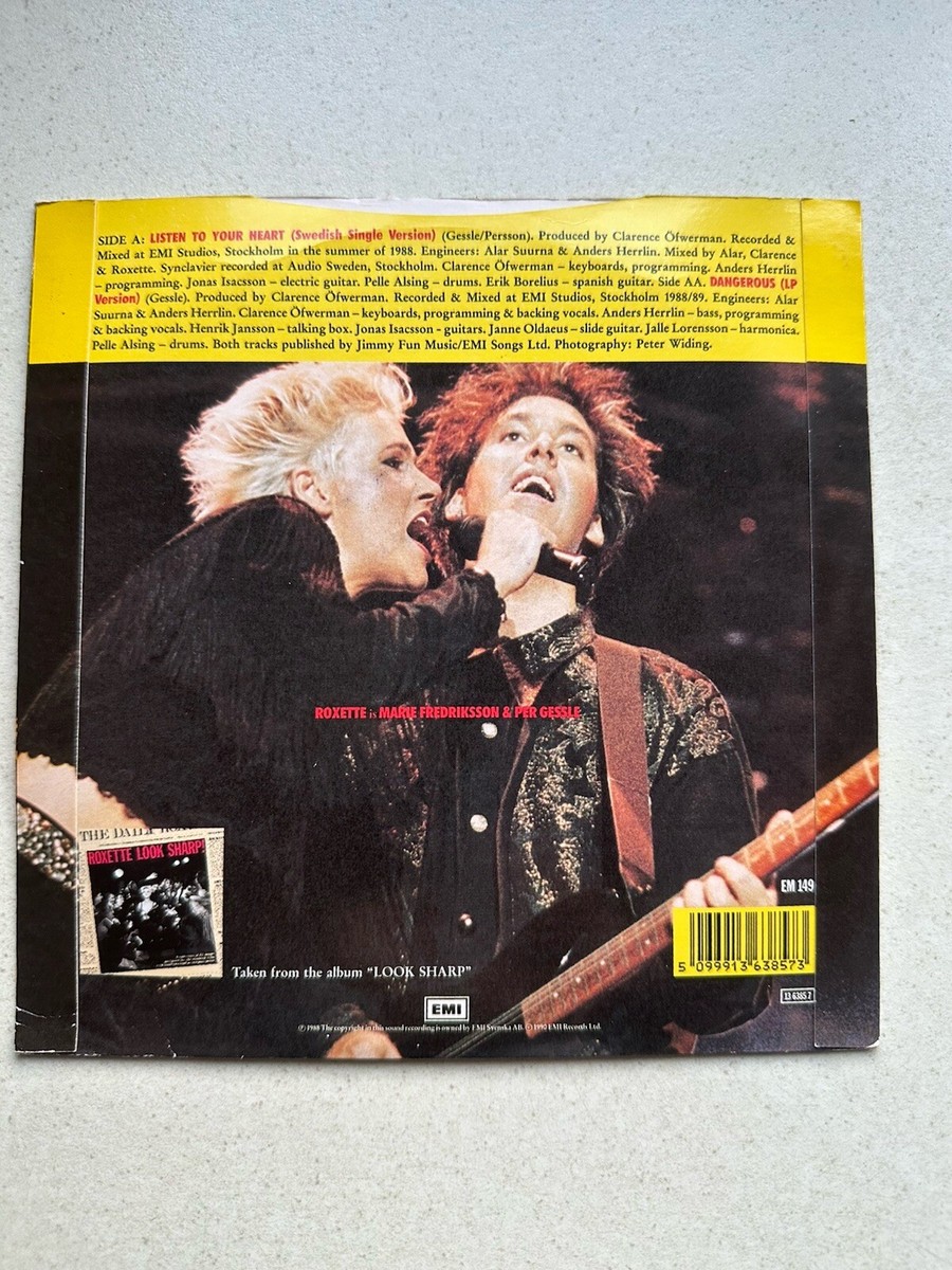 Roxette – Listen To Your Heart/Dangerous. DJ Copy Promo. EMDJ 149