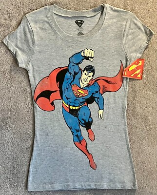 DC Superman Womens Juniors Graphic T-Shirt Many Sizes New