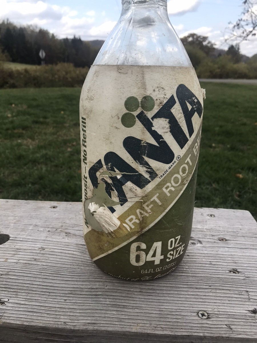 Fanta Root Beer Rare 64 Ounce Glass Bottle Styrofoam Sleeve With