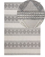 Teppich Wolle Beige / Grau Mit Geometrischem Muster Rechteckig 140X200 Cm Bozova