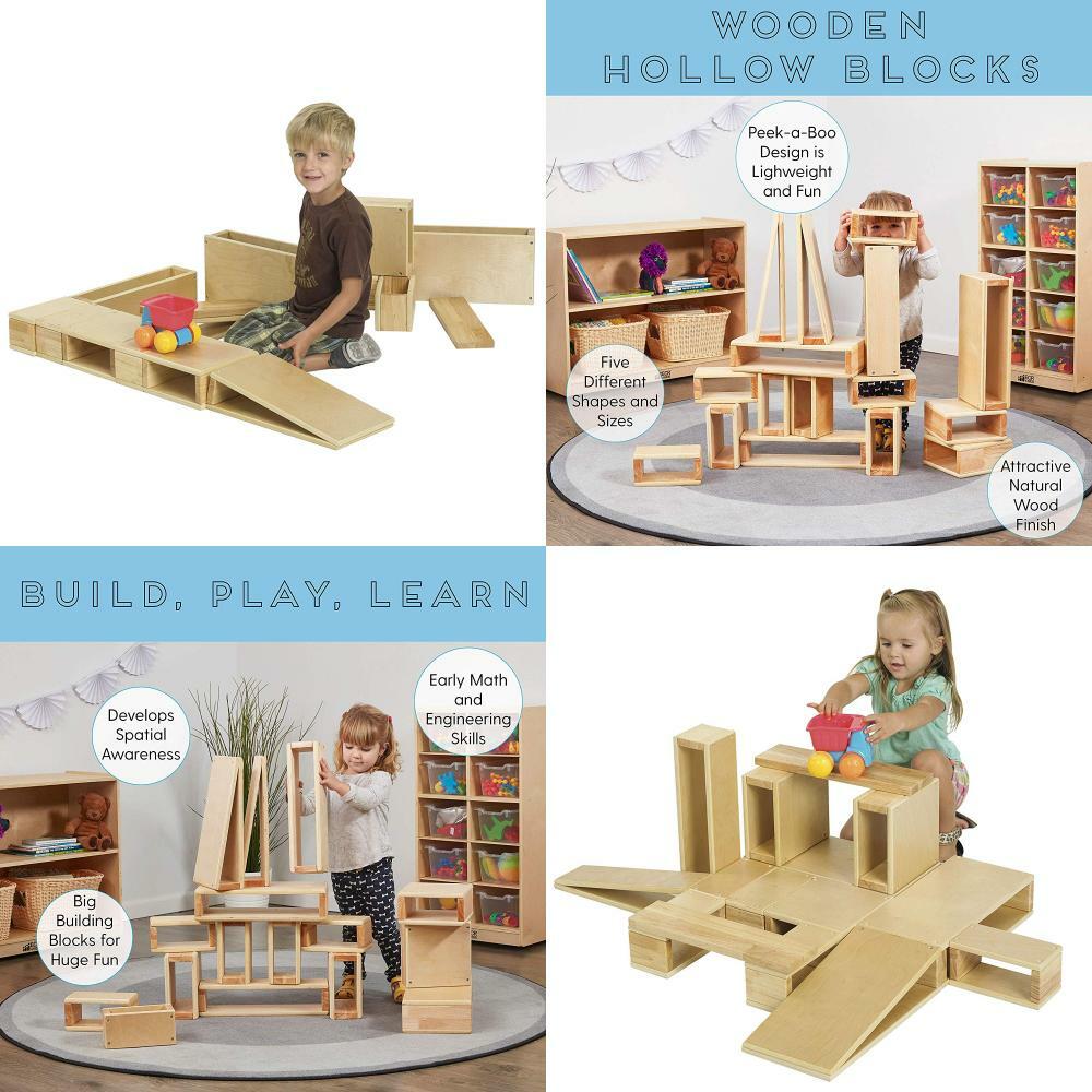 ALPHA & CRAFT WOOD WORKS INC 5個セット Childcraft Standard Unit Wood Block Set, 80 Pieces