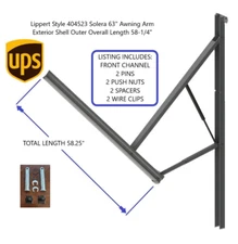 Lippert Style 404523 Solera REPLACEMENT Awning Arm Front Channel 58.25IN W/ PINS